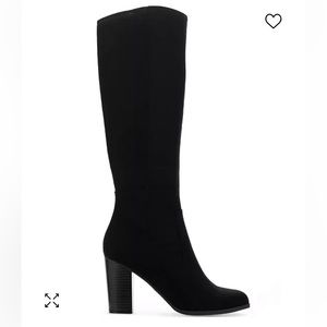New Style & Co. Addyy black micro faux suede tall knee dress boots 13 W
